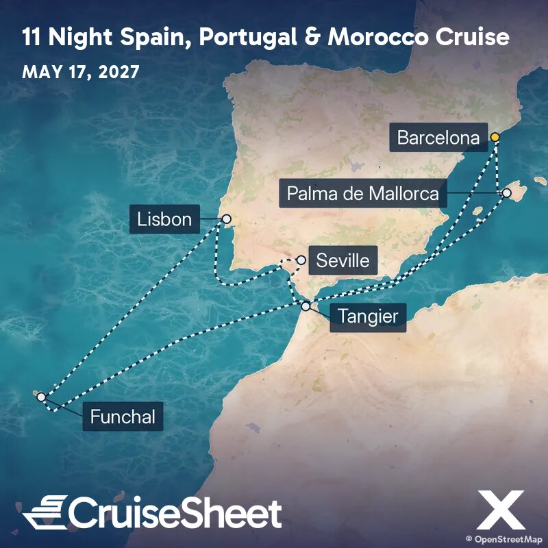 Celebrity Xcel May 17: Spain, Portugal & Morocco Cruise from $1,716