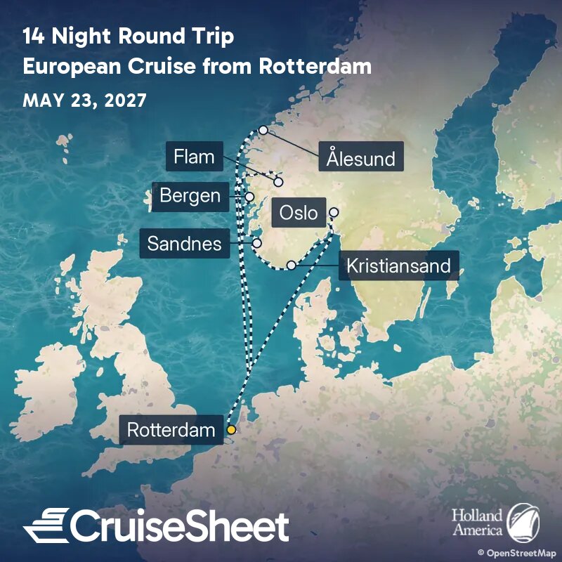 Holland America Rotterdam May 23: Round Trip from Rotterdam Cruise from ...