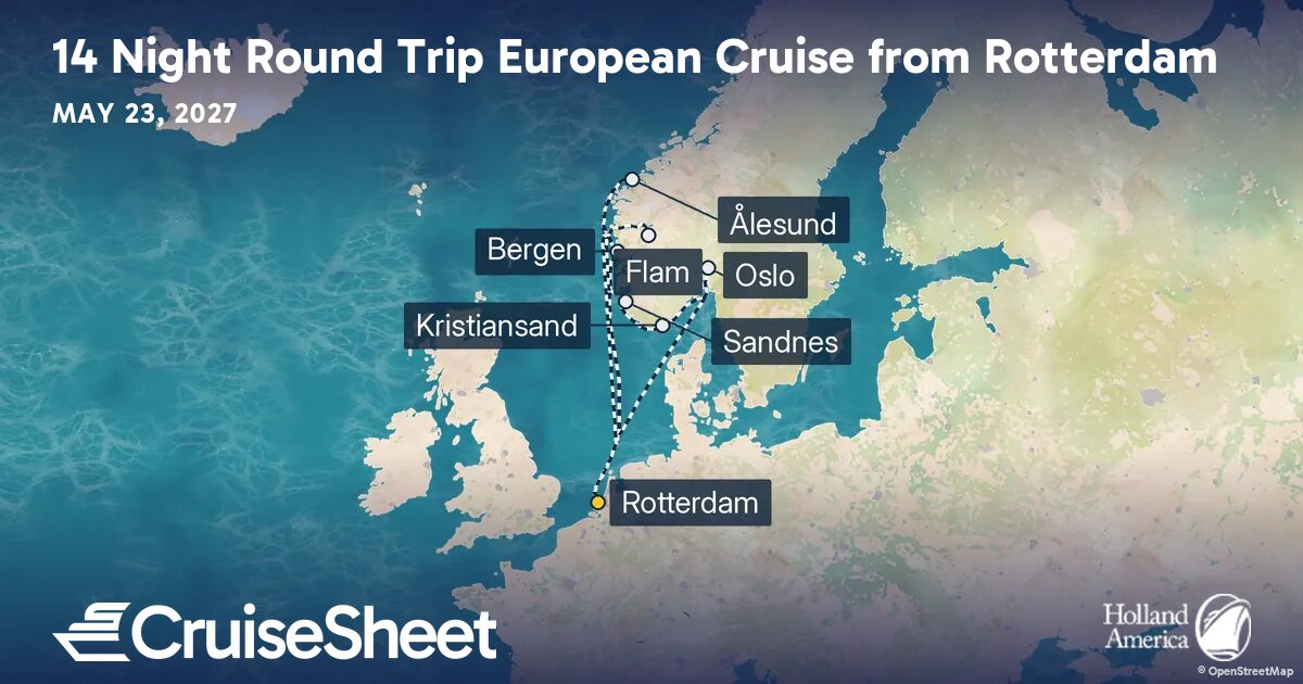 Holland America Rotterdam May 23: Round Trip from Rotterdam Cruise from ...