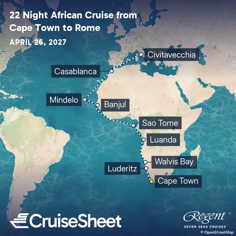 Regent Seven Seas Seven Seas Splendor Apr 26: from Cape Town to Rome ...