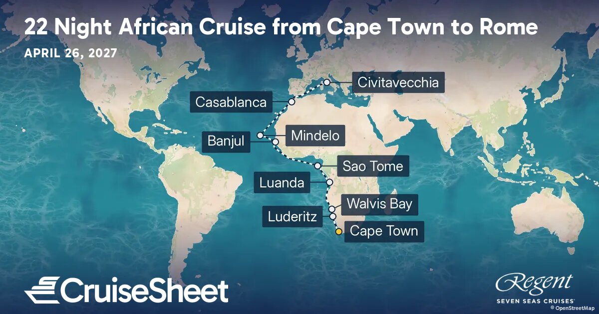 Regent Seven Seas Seven Seas Splendor Apr 26: from Cape Town to Rome ...